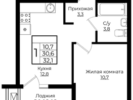 Продается 1-комнатная квартира ЖК Клубный квартал Европа 6, литера 6, 32.1  м², 6790434 рублей