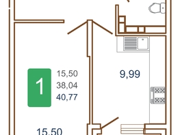 Продается 1-комнатная квартира ЖК Хорошая погода-2, литера 2, 41.65  м², 6226675 рублей