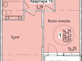 Продается 1-комнатная квартира ЖК Друг, литера 3, 37.65  м², 5911050 рублей