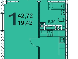 Продается 1-комнатная квартира ЖК Две реки, 43.09  м², 8100920 рублей