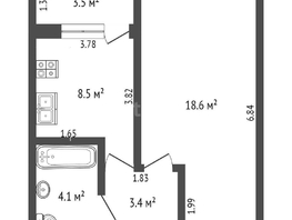 Продается 1-комнатная квартира Заполярная ул, 35.1  м², 3850000 рублей