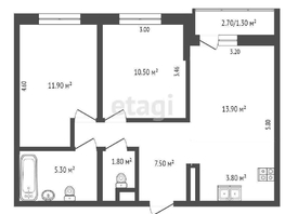 Продается 2-комнатная квартира ЖК Дыхание, литер 15, 54.9  м², 5300000 рублей