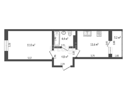 Продается 1-комнатная квартира ЖК Светлоград, литера 15, 37.8  м², 4200000 рублей