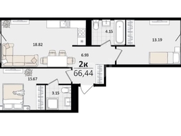 Продается 2-комнатная квартира ЖК Патрики, литер 4.1, 66.4  м², 15400000 рублей