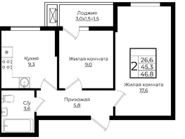 Продается 2-комнатная квартира ЖК Клубный квартал Европа 6, литера 6, 46.8  м², 6958748 рублей