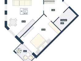 Продается 1-комнатная квартира ГК AZIMUT Парк Отель Лучи Анапы, 50.79  м², 19452570 рублей