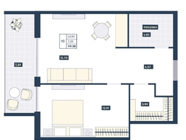 Продается 1-комнатная квартира ГК AZIMUT Парк Отель Лучи Анапы, 49.45  м², 19483300 рублей