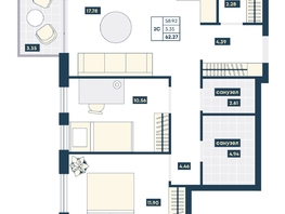 Продается 2-комнатная квартира ГК AZIMUT Парк Отель Лучи Анапы, 62.27  м², 22230390 рублей