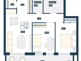 Продается 2-комнатная квартира ГК AZIMUT Парк Отель Лучи Анапы, 71.07  м², 25371990 рублей