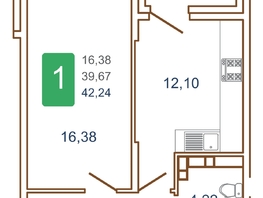 Продается 1-комнатная квартира ЖК Хорошая погода, литера 2, 43.85  м², 5700500 рублей