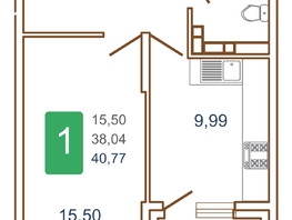 Продается 1-комнатная квартира ЖК Хорошая погода-2, литера 1, 42  м², 5460000 рублей