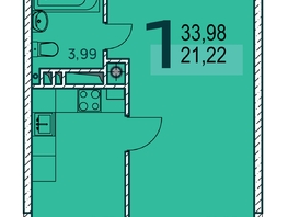 Продается 1-комнатная квартира ЖК Две реки, 36.15  м², 6814275 рублей