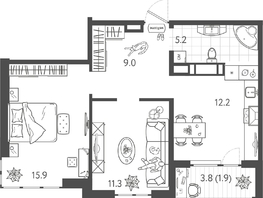 Продается 2-комнатная квартира ЖК Все Свои VIP, литера 8, 55.4  м², 12188000 рублей