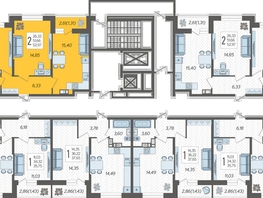 Продается 2-комнатная квартира ЖК Смородина, литера 14, 52.97 м², 6965555 рублей
