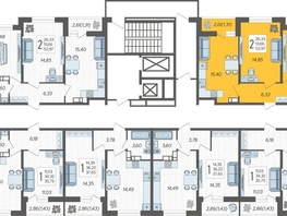 Продается 2-комнатная квартира ЖК Смородина, литера 14, 52.97 м², 7251593 рублей