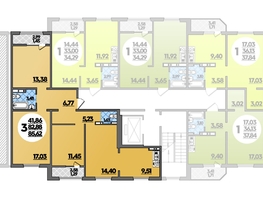 Продается 3-комнатная квартира ЖК Молодежный 2, литера 12, 85.62  м², 8998662 рублей