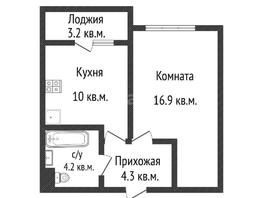 Продается 1-комнатная квартира ЖК Бауинвест, литера 4.1, 35.4  м², 4890000 рублей