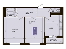 Продается 2-комнатная квартира ЖК Левада, литера 8, 65.3 м², 8135978 рублей