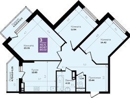 Продается 3-комнатная квартира ЖК Левада, литера 7, 81.4  м², 10852655 рублей