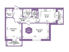 Продается 2-комнатная квартира ЖК Левада, литера 6, 66.05  м², 9158148 рублей