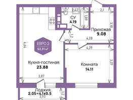 Продается 1-комнатная квартира ЖК Левада, литера 6, 53.31  м&sup2;, 7243207 рублей