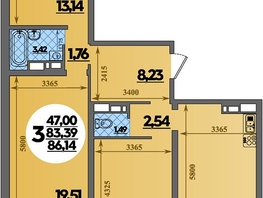 Продается 3-комнатная квартира ЖК Город у моря, литера 21, 86.14 м², 10646904 рублей