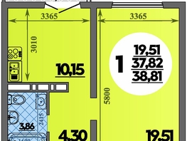 Продается 1-комнатная квартира ЖК Город у моря, литера 21, 38.81 м², 6958633 рублей