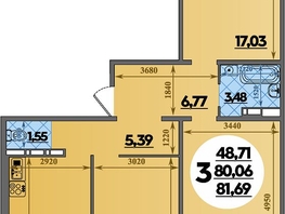Продается 3-комнатная квартира ЖК Восточный, литера 35, 81.69  м&sup2;, 10007025 рублей