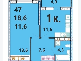 Продается 1-комнатная квартира ЖК Клубный дом Агой, 47 м², 10525000 рублей