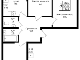 Продается 3-комнатная квартира ЖК Клубный квартал Европа 6, литера 6, 66.3 м², 8148455 рублей