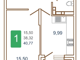 Продается 1-комнатная квартира ЖК Хорошая погода, литера 1, 42.35 м², 5505500 рублей