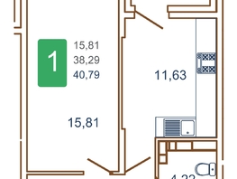 Продается 1-комнатная квартира ЖК Хорошая погода, литера 2, 43 м², 5590000 рублей