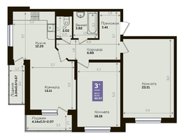Продается 2-комнатная квартира ЖК Левада, литера 8, 81.9 м², 8841477 рублей