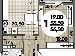 Продается 1-комнатная квартира ЖК Горгиппия, литера 2, 56.5 м², 9576750 рублей