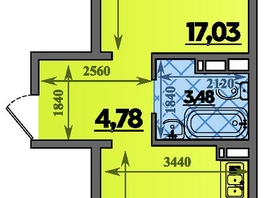 Продается 1-комнатная квартира ЖК Молодежный 2, литера 12, 39.89 м², 5409084 рублей