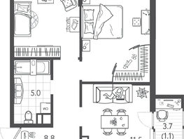 Продается 2-комнатная квартира ЖК Все Свои VIP, литера 6, 54.17 м², 14355050 рублей