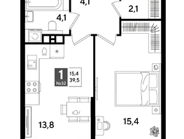 Продается 1-комнатная квартира ЖК DOGMA PARK (Догма парк), литера 17, 39.5 м², 6845350 рублей