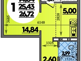 Продается Студия ЖК Молодежный 2, литера 12, 26.72 м², 4470256 рублей