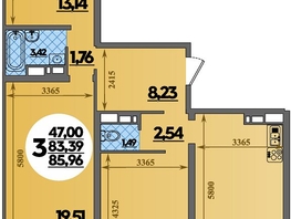 Продается 3-комнатная квартира ЖК Город у моря, литера 21, 85.96 м², 10375999 рублей
