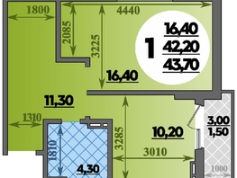 Продается 1-комнатная квартира ЖК Парк у дома, литера 7.2, 43.7  м&sup2;, 7809190 рублей
