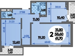 Продается 2-комнатная квартира ЖК Парк у дома, литера 7.2, 61.7 м², 10090000 рублей