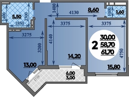 Продается 2-комнатная квартира ЖК Парк у дома, литера 7.2, 61.7 м², 9830000 рублей