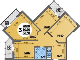 Продается 3-комнатная квартира ЖК Парк у дома, литера 7.2, 86.3 м², 15249999 рублей