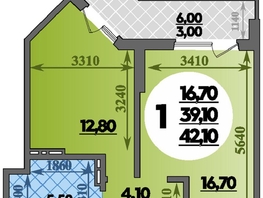Продается 1-комнатная квартира ЖК Парк у дома, литера 7.2, 42.1 м², 7310000 рублей