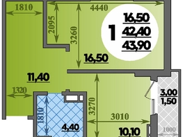 Продается 1-комнатная квартира ЖК Парк у дома, литера 7.2, 43.9  м&sup2;, 7801030 рублей
