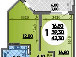 Продается 1-комнатная квартира ЖК Парк у дома, литера 7.2, 42.3  м&sup2;, 7647839 рублей