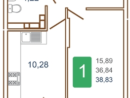 Продается 1-комнатная квартира ЖК Хорошая погода, литера 2, 40.95 м², 5323500 рублей