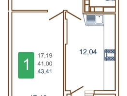 Продается 1-комнатная квартира ЖК Хорошая погода, литера 1, 45.2 м², 6102000 рублей
