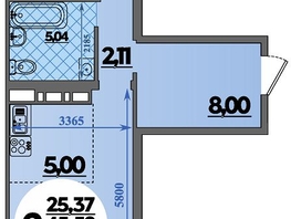 Продается 2-комнатная квартира ЖК Город у моря, литера 21, 47.15 м², 7526000 рублей