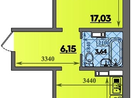 Продается 1-комнатная квартира ЖК Восточный, литера 37, 46.96  м², 5885000 рублей